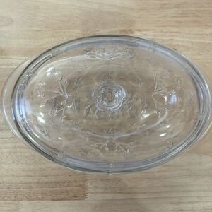 Clear Glass Floral Oval Dish
